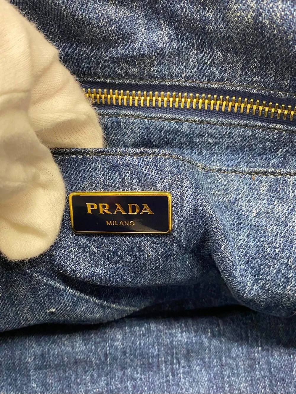 Prada Dark Blue Denim Hobo Tote